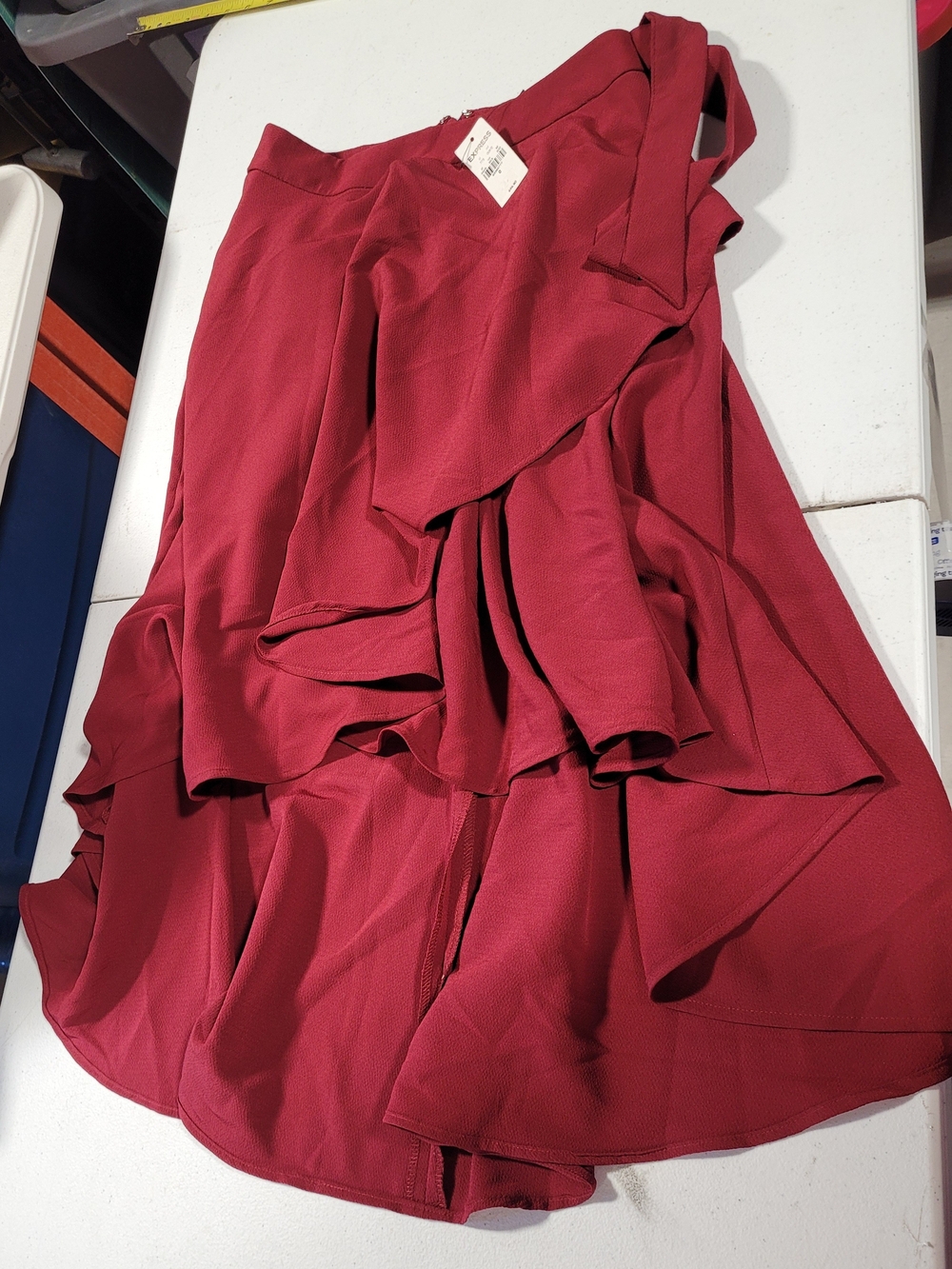 H&M Burgundy Ruffle High-Low Skirt